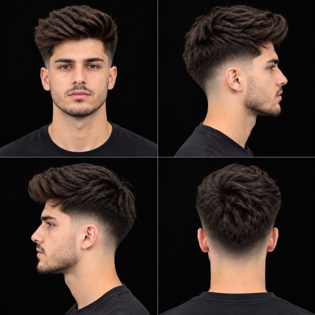 Straight Mid Taper Fade Blowout