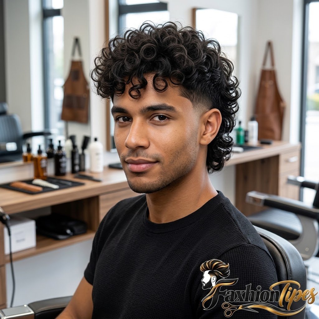 Low Taper Mullet Curly Hair