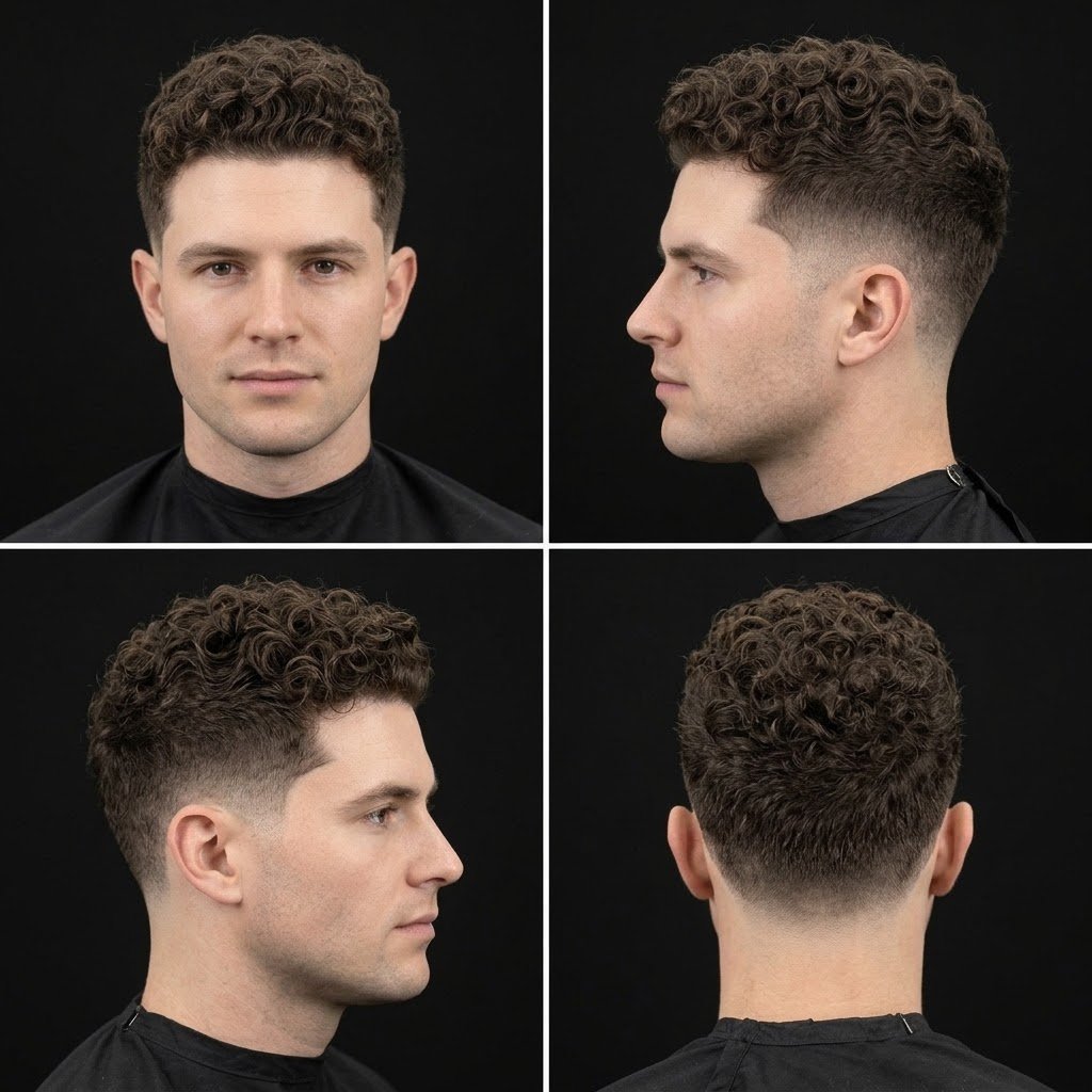 Low mid taper fade curly hair