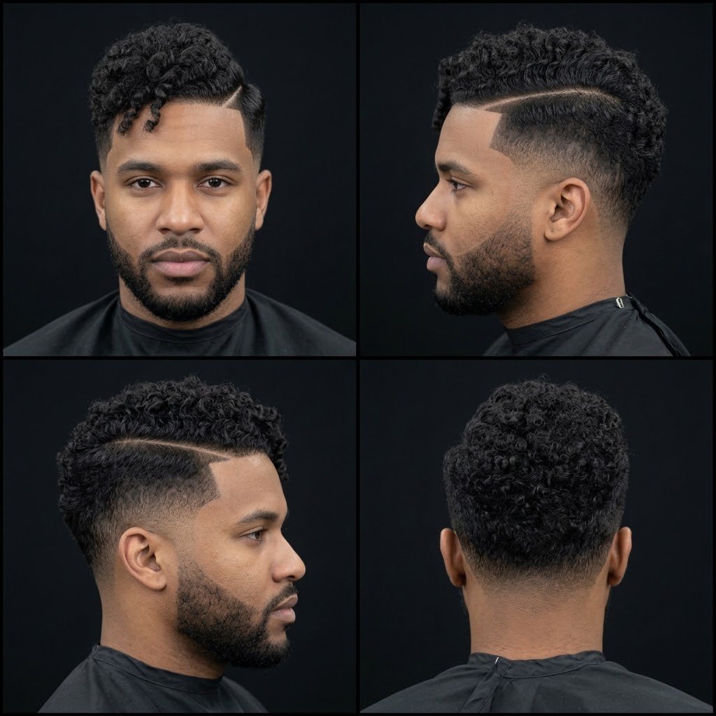 Wavy, curly, or coily side part